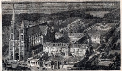 Koninklijk Huis van Saint-Louis (Huis van Onderwijs van het Legioen van Eer) in Saint Denis nabij de Kathedraal - Gravure rond 1867 door Unknown artist