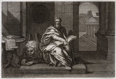 Royaumont Bijbel, Nieuwe Testament: De evangelist Sint Marcus met de leeuw. Illustratie uit 1811. door Unknown artist