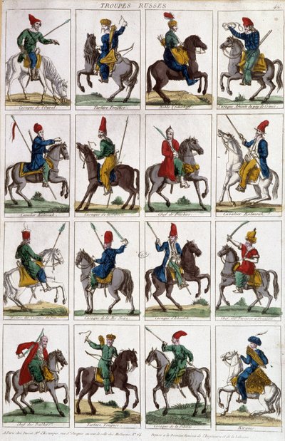 Russische ruiters - gravure door Unknown artist