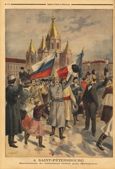 Russische vrijwilligers in Sint-Petersburg voor de Franse expeditie naar Madagaskar door Unknown artist