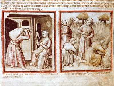 Ruth en Noemi werken in de velden van Boaz door Unknown artist