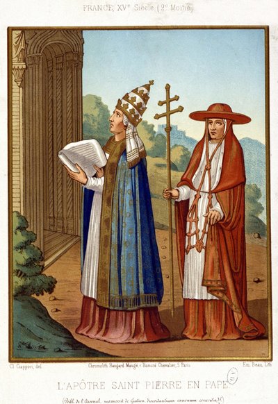 Sint Petrus als Paus vergezeld door een kardinaal, 2e helft 15e eeuw door Unknown artist