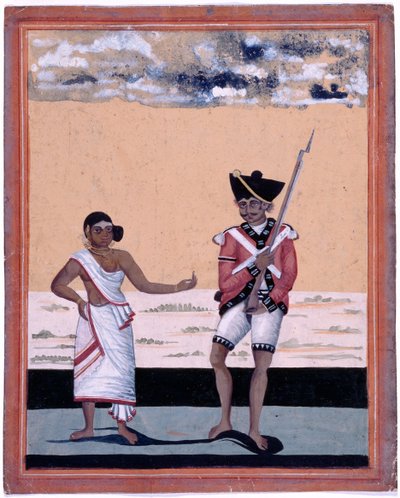 Sepoy van de Madras Native Infantry en zijn vrouw door Unknown artist