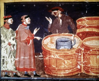 Winkel van ambachtsman uit een miniatuur manuscript van de 14e eeuw door Unknown artist