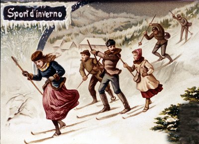 Skiërs. Chromo, eind 19e eeuw door Unknown artist
