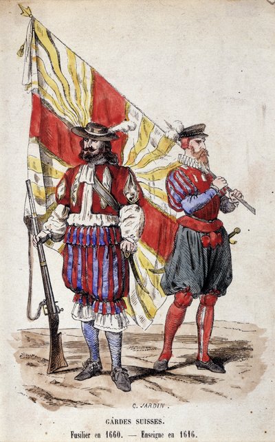 Zwitserse Garde: Fuselier in 1660 en Vaandrig in 1616 door Unknown artist