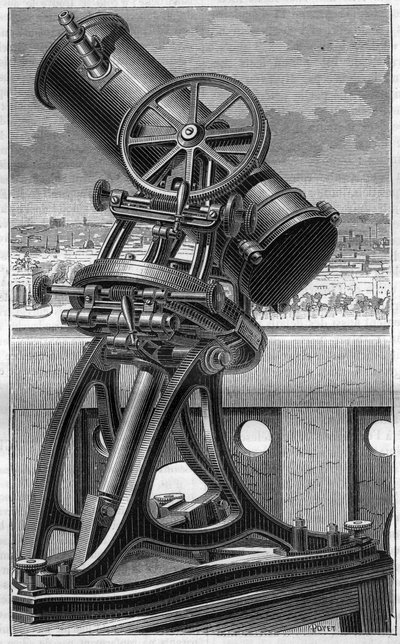 Telescoop van het Trocadero Volksobservatorium in Parijs. Gravure in 