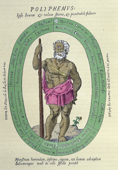 De Cycloop Polyphemus, satire tegen Nicolas Durand de Villegagnon, Franse militair en ontdekkingsreiziger (1510-1571) door Unknown artist