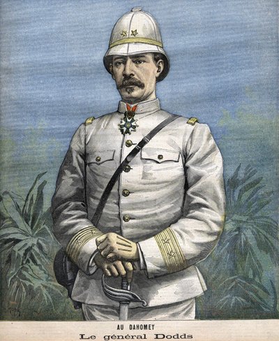 De Franse generaal Alfred Amédée Dodds (1842-1922) in Benin (Dahomey) in 1892 door Unknown artist