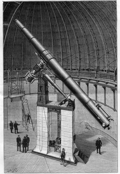 Het Observatorium van Nice - de grote equatoriale van het Observatorium - gravure in 