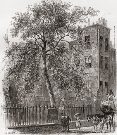 De plataan, Wood Street, Cheapside, Londen, Engeland in de 19e eeuw door Unknown artist