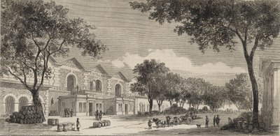 Het wijnmagazijn in Parijs in 1861 - Eaux de vie district door Unknown artist
