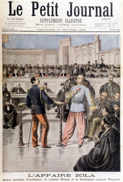 De Zola-zaak: ernstig incident tijdens de hoorzitting tussen kolonel Hubert Henry (1846-1898) en luitenant-kolonel Georges Picquart (1854-1914) - in 
