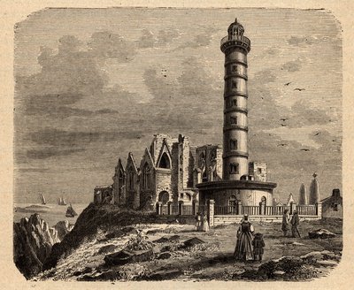 De abdij Saint Mathieu de Fine Terre - Bretonse abdij - Abbaye Saint-Mathieu de Fine-Terre - gravure in 