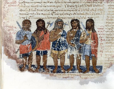 Het leger van de Reuzen (Rephaim of Nephilim) die werden verslagen door het leger van koning David Miniatuur uit 