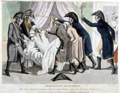 De arrestatie van Pichegru - gravure door Unknown artist
