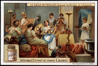 De eeuw van Pericles (495-429 v.Chr.): banket van Pericles en Aspasie (470-400 v.Chr.) door Unknown artist