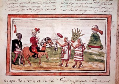 De verovering van Mexico door de Spaanse conquistador Hernando Cortes (Hernan of Fernando Cortes of Cortez) door Unknown artist