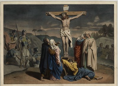 De kruisiging van Christus. Inscriptie 