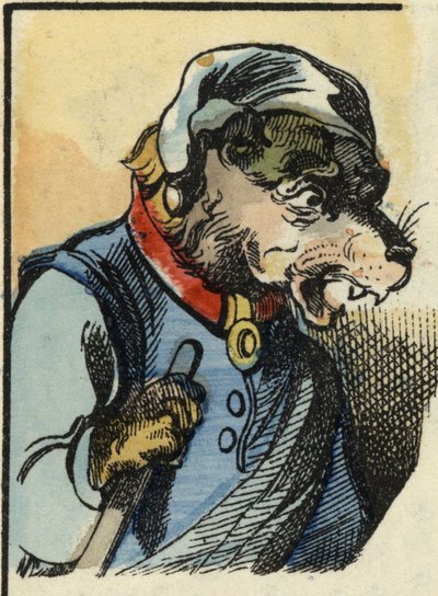 De hond Medor. Illustratie van het sprookje "Bon medor en Kleine Chevrette". In "Verhalen uit het huis voor de kleintjes". Anonieme gravure uit de 19e eeuw. door Unknown artist