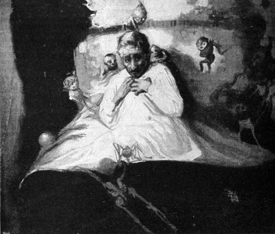 De angst voor geesten (een man in bed denkt dat hij wordt aangevallen door denkbeeldige wezens) door Unknown artist