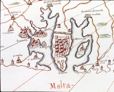 Het eiland Malta, met Fort St. Elmo door Unknown artist