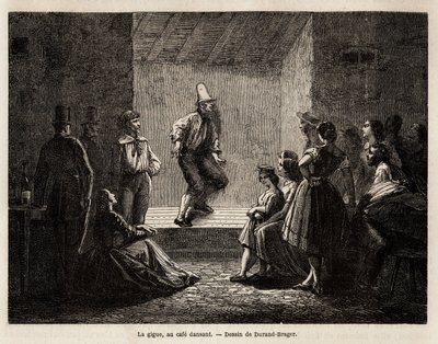 De jitter, in een danscafé, tekening door Durand Brager, ter illustratie van een excursie naar de arme Londense wijken in 1862, door L.Simonin. Gravure in 