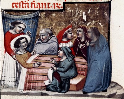De herhaling van het testament aan het ziekbed Miniatuur uit de Codex Justinianus door Unknown artist