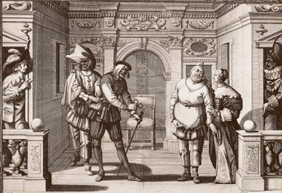 Het koninklijke gezelschap van de Italiaanse Komedie in het theater van het Hotel de Bourgogne, rue Mauconseil in Parijs door Unknown artist