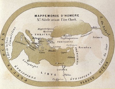 De wereldkaart van Homerus. 9e eeuw v.Chr. door Unknown artist