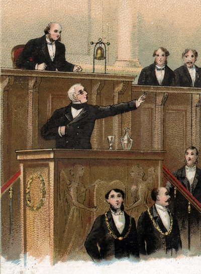 Er is slechts één fout over in het begaan van Adolphe Thiers (1797-1877) aan het wetgevend lichaam die de gebeurtenissen van 1870 voorspelt, 3 mei 1866 door Unknown artist