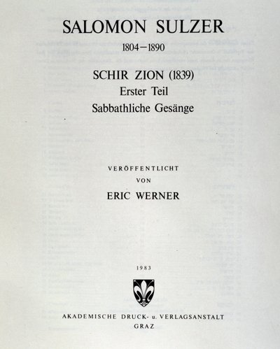 Titelpagina van Schir zion door Salomon Sulzer door Unknown artist