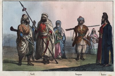 Traditionele Koerdische kostuums - Georgisch - Armeens door Unknown artist