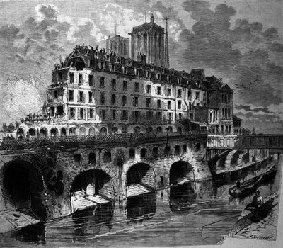 Transformaties van Parijs onder het Tweede Keizerrijk, Haussmann-werken: Sloop van het voormalige Hotel Dieu. door Unknown artist