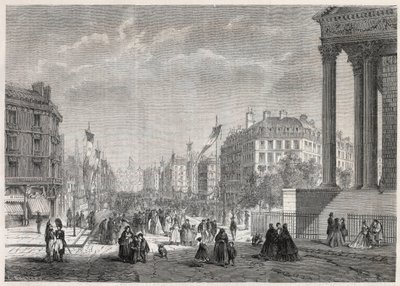 Transformaties van Parijs onder het Tweede Keizerrijk, Parijs Haussmann: decoratie van Boulevard Malesherbes, op de dag van de inhuldiging op 13 augustus 1861 - Gravure in 