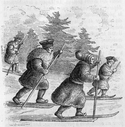 Transport in Lapland: Lappen en hun schaatsen. door Unknown artist
