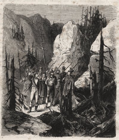 Tiroolse patriot Andreas Hofer (1767-1810) wordt gearresteerd (gravure uit 1879 in 