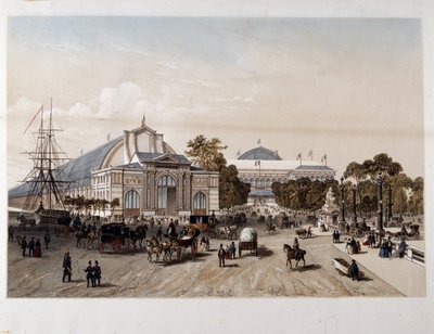 Universele Tentoonstelling van 1855: het Paleis van Industrie - Lithografie door Unknown artist