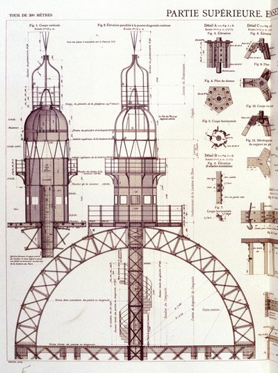 Bovenste deel (3e verdieping) van de Eiffeltoren - industrieel ontwerp door Unknown artist