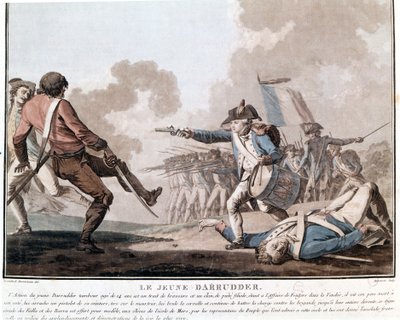 Opstand van de Vendée: de jonge Darruder. Dit is een voorbeeld van patriottisch heldendom aangezien Darruder een 14-jarige jongen was die het wapen van zijn dode vader oppakte om zijn moordenaar te doden en de strijd voort te zetten. 1793. door Unknown artist