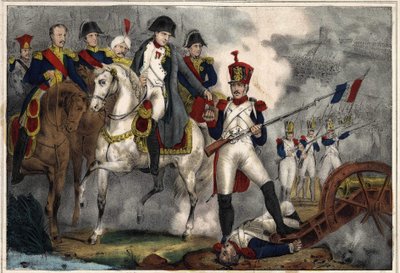 Victor ontving van Napoleon I het Kruis van het Legioen van Eer en de rang van Kapitein op het slagveld van Wagram voor zijn moed, gravure begin 19e eeuw door Unknown artist