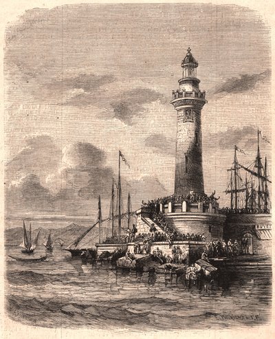 Uitzicht op de vuurtoren van Point of Joliette in Marseille in de 19e eeuw door Unknown