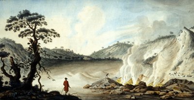 Uitzicht op de Solfatara, vulkanisch terrein met hete dampen en zwavelgassen. Pozzuoli bij Napels (19e eeuw) door Unknown artist