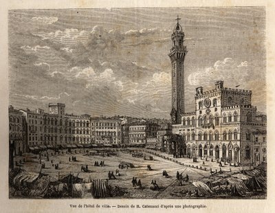 Uitzicht op het stadhuisplein van Siena door Unknown artist