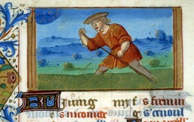 Zodiac Kreeft en gras maaien - Miniatuur uit de Middeleeuwen door Unknown artist