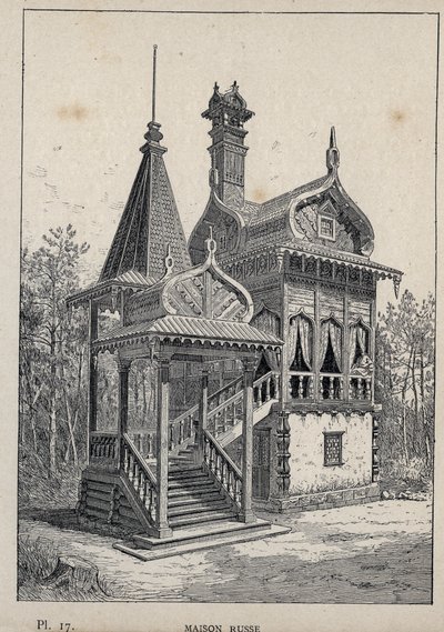 Maison Russe - Russisch Huis - gravure uit 1889 in 