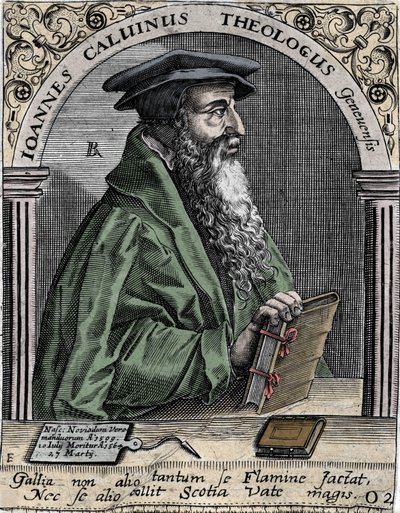Portret van Jean Calvin, Franse religieuze hervormer en schrijver door Unknown artist