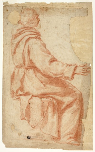 Zittende monnik in profiel naar rechts door Unknown Florentine