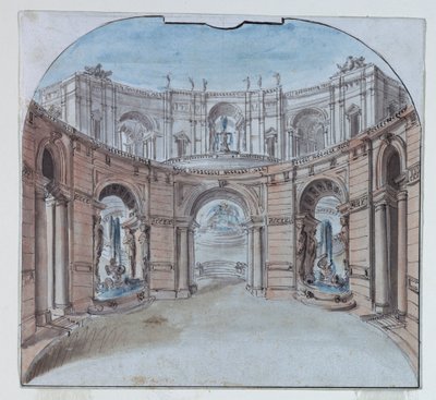 Toneelontwerp: Paleisarchitectuur door Unknown, Italian
