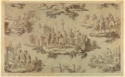 Tekening, Cartoon voor katoendruk: Het leven van Belisaire [La Vie de Bélisaire], ca. 1820 door Unknown artistUnknown artist